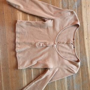 Mustard button up crop